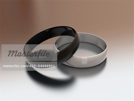 Illustration of black and white rings on a white background
