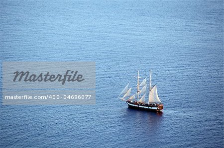 Wooden cruise boat in the mediterranean sea