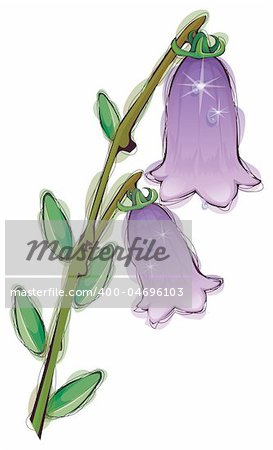 illustration drawing of purple flower isolate in a white background