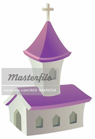 church with purple roof isolate in a white background