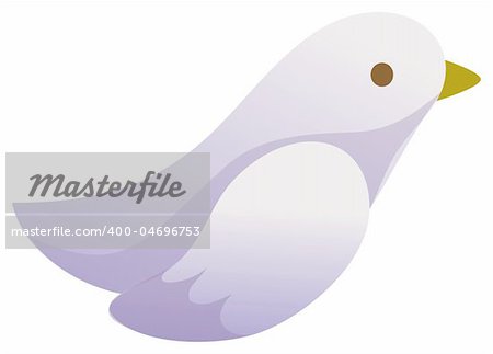 a purple bird isolate in a white background