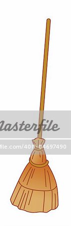 a brown besom on a white background