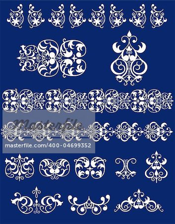 illustration drawing of white flower pattern  in a blue background