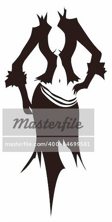 drawing of black female silhouette in a white background