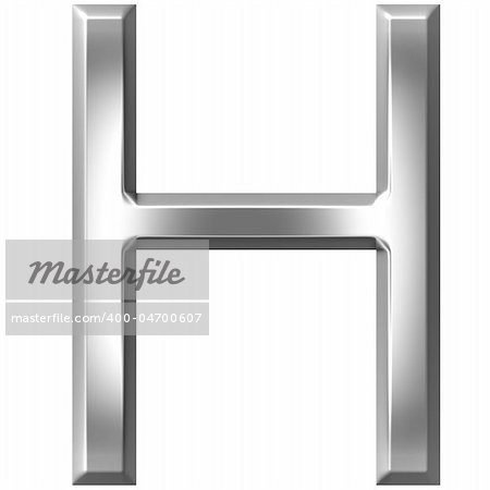 3d silver letter H isolated in white
