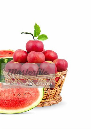 Watermelon and apples  isolated on a white background