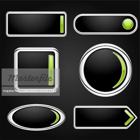 Vector black buttons for web