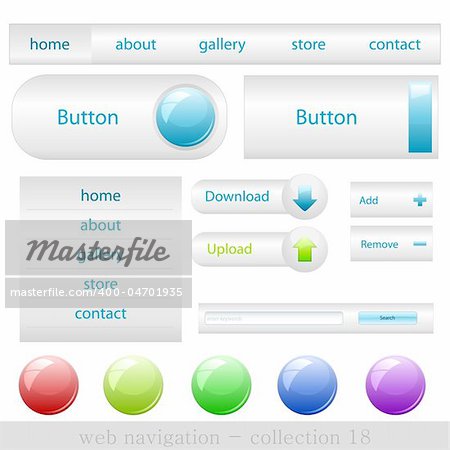 Set of different buttons and forms for web