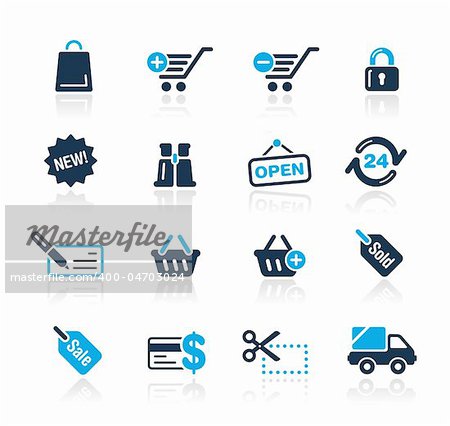 Set of decorative blue icons isolated on white background for your web site or presentations.    Vector file in EPS 8 file format.