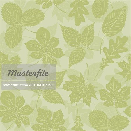 Seamless background with a leaves. Vector illustration.