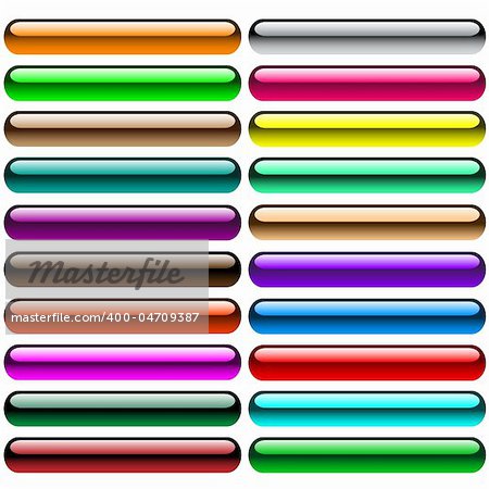 Shiny gel web buttons. Set of 20 assorted colors. Isolated on white.