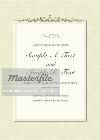 Vector header and frame with sample text. Perfect as invitation or announcement. All pieces are separate. Easy to change colors.