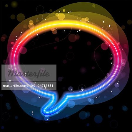 Vector - Rainbow Neon Lights Speech Bubble