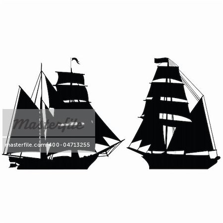 Set of two brigantine silhouettes