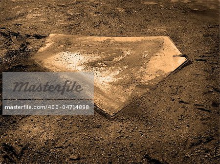 Home plate on baseball field with copy space