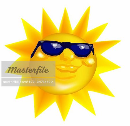 Funky fashionable sun wearing spectacles. Vector illustration