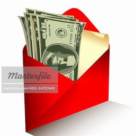 dollars in the red envelope, this  illustration may be useful  as designer work