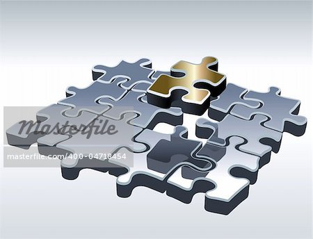 Jigsaw puzzle set. One outstanding part. Vector illustration