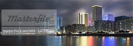 Panoramic cityscape in night with skyscraper and buildings and river in Macao, China. Panoramic cityscape in night with skyscraper and buildings and river in Macao, China.