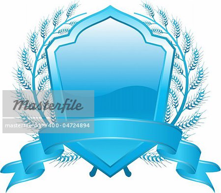 blue shield design with plant and decoration