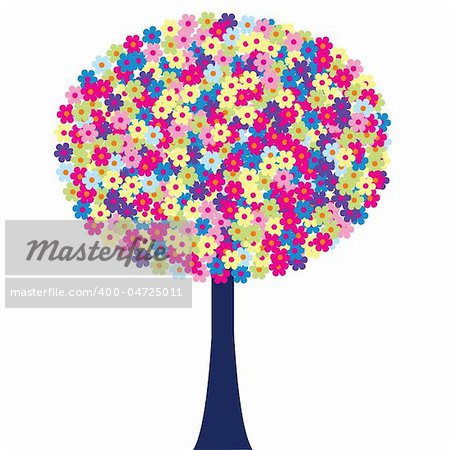 Happy tree with colored flowers