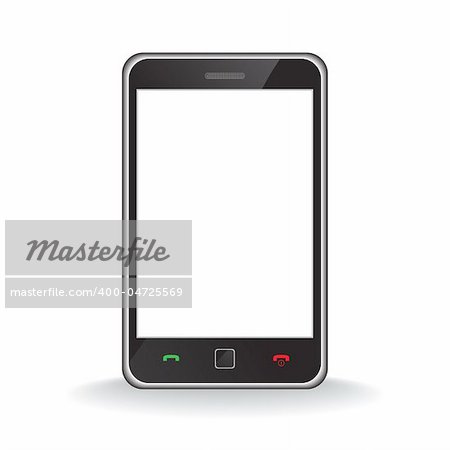 Vector - Illustration of a modern smart phone for mobile communication with white screen for text insertion