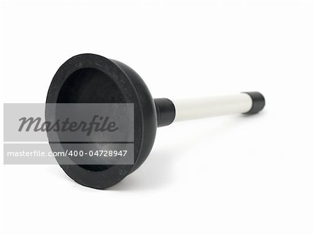 A drain plunger isolated against a white background