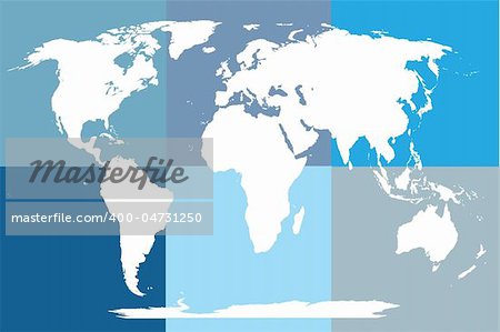 World map in blue tones, mosaic