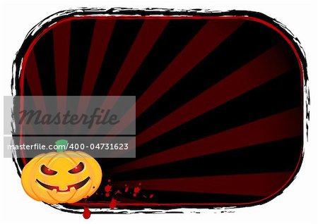 Halloween pumpkin with sunburst background vector illustration