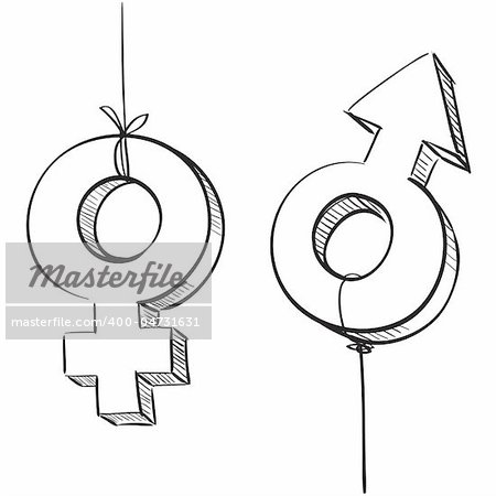 Male and female 3d vector symbols