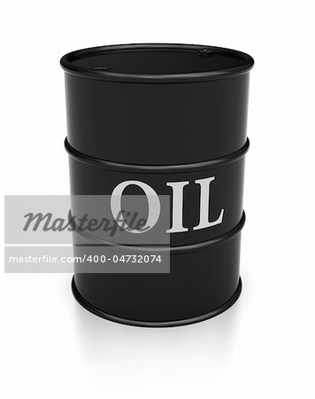 3d illustration of single oil barrel over white background