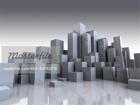 abstract 3d illustration of gray city background