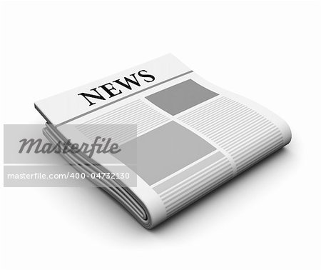 3d illustration of an newspaper over white background