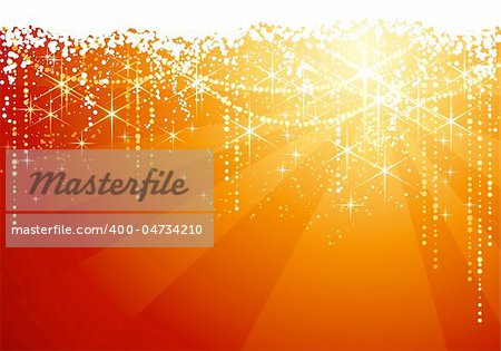 Abstract red golden background with sparkling stars for festive occasions. Great as Christmas background.