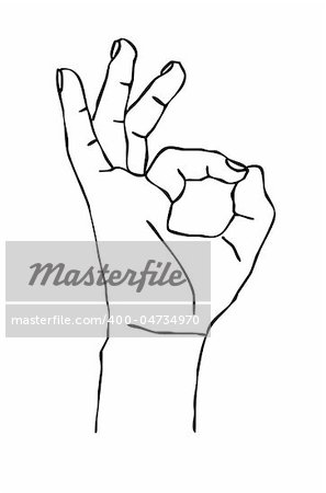vector silhouette of the hand on white background