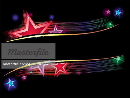 Background with stars and lines in vibrant colors