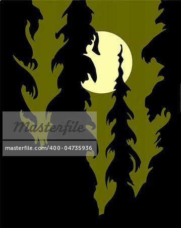vector silhouette wood on white background