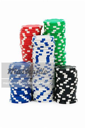 Casino chips isolated on the white