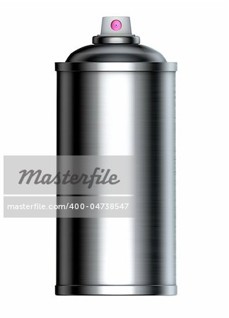 brushed metal graffiti spray can on a white background