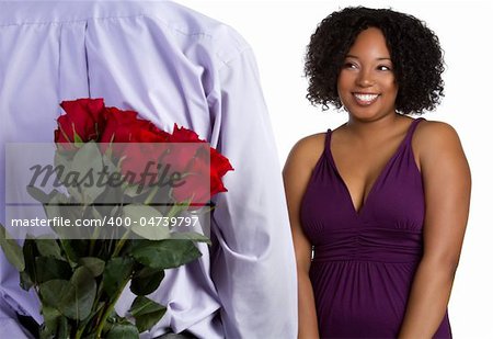 Romantic black couple with roses