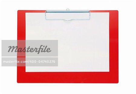 Clip board and papers isolated on white background