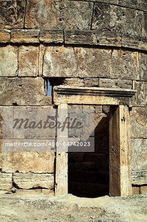 the ruins of the ancient city of Hierapolis on the hill Pamukkale, Turkey. Artistic colors added.