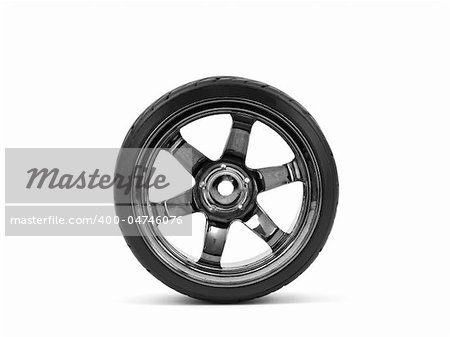 Chromed wheel with tires isolated on white background