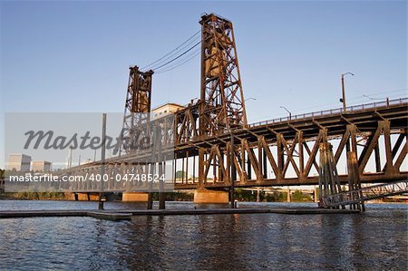 Steel Bridge Portland Oregon from the Marina