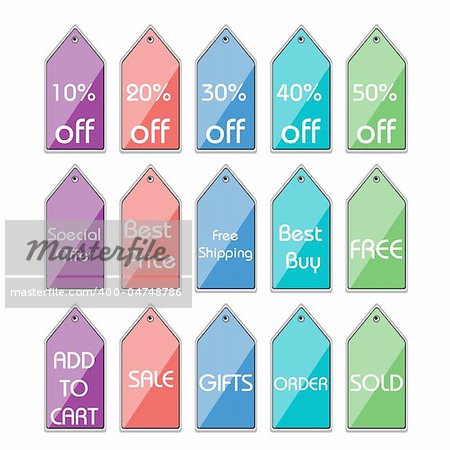 illustration of different discount tags