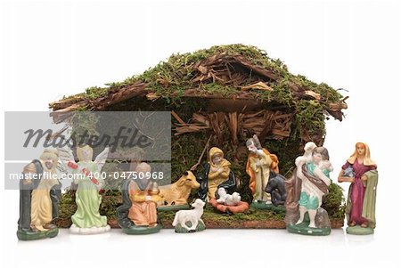 Christmas Crib isolated on white background.