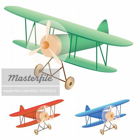 Vector illustration set of old biplane