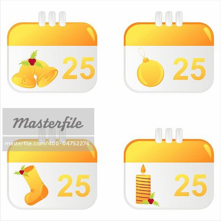 set of 4 christmas calendar icons