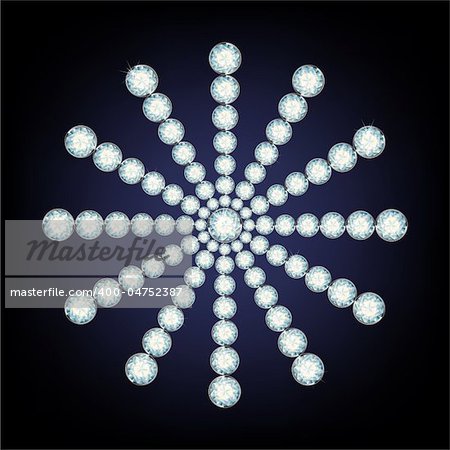 Snowflake made from diamonds. the vector illustration