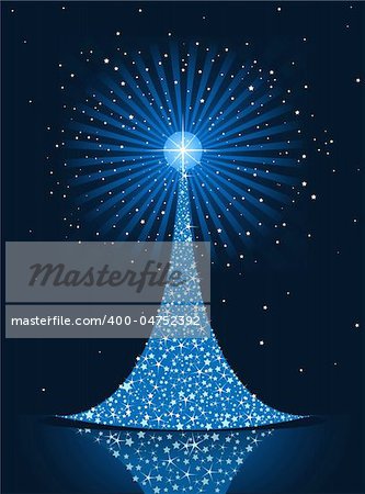 Stylized Christmas tree on background with copy space